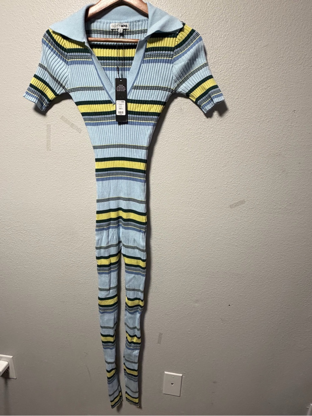 Fashion Nova Striped Ribbed Knit Jumpsuit – New With Tags